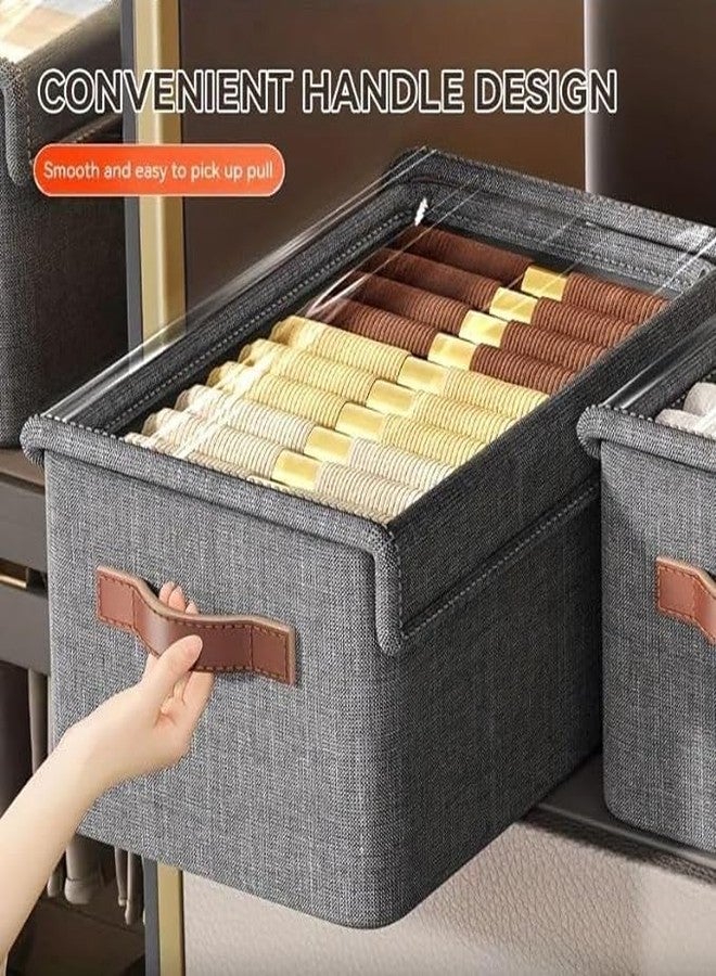 Flygon Storage Bins With Lids, Transparent Lids Window Fabric Storage Boxes, Foldable Storage Baskets With Handles, Closet Organizers And Storage Bins For Clothes, Rectangular - Image 5