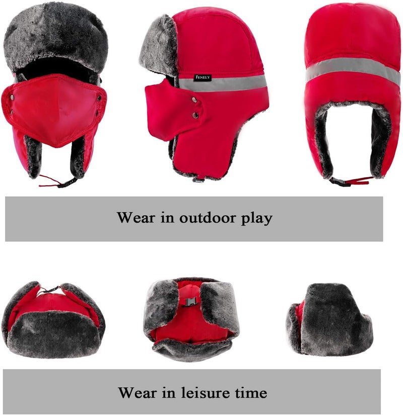 FENELY Winter Trapper Hats Ushanka Russian- Men Women Trooper Ear Flaps Hunting Face Masks Ski Snow Cold Weather - Image 2