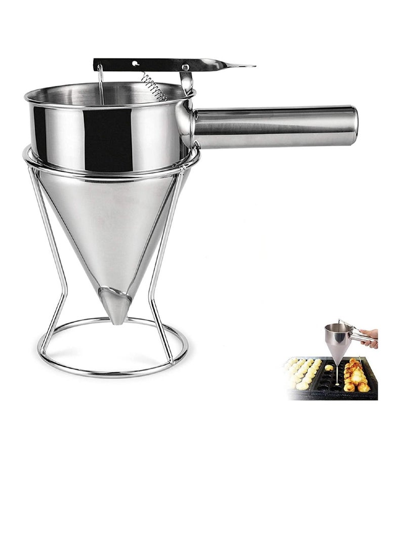 BAIG Stainless Steel Piston Funnel With Support For Sauce Cream Dosing Chocolate Pastry Dispenser Waffle Making Kitchen Tool  - Image 1