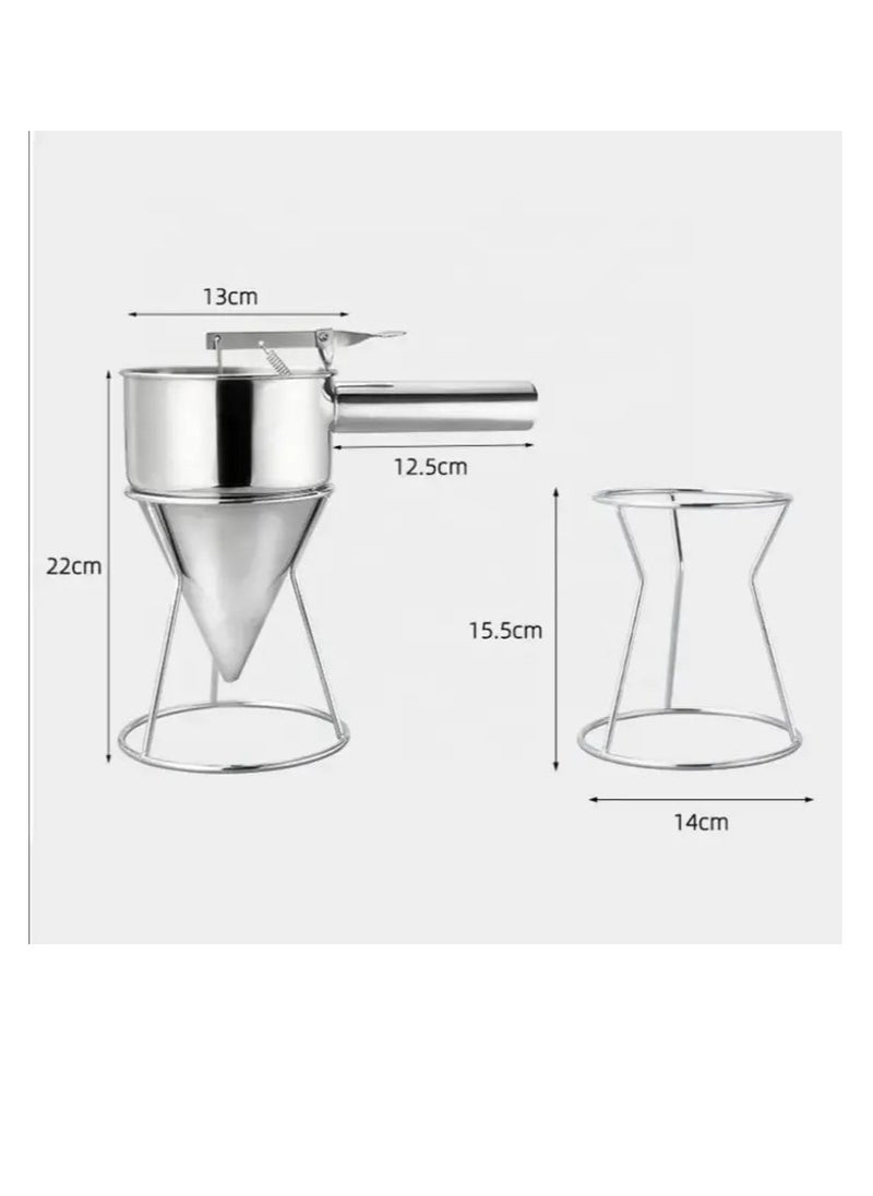 BAIG Stainless Steel Piston Funnel With Support For Sauce Cream Dosing Chocolate Pastry Dispenser Waffle Making Kitchen Tool  - Image 3