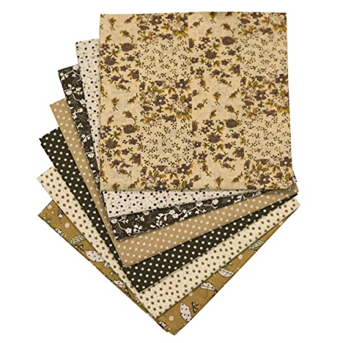 OZXCHIXU 7PCSlot Coffee Series Floral Cotton Fabric Quilting Patchwork Fabric Fat Quarter Bundles for Scrapbooking Cloth Sewing DIY Crafts Handmade Bags Pillows 197X197inches - Image 3