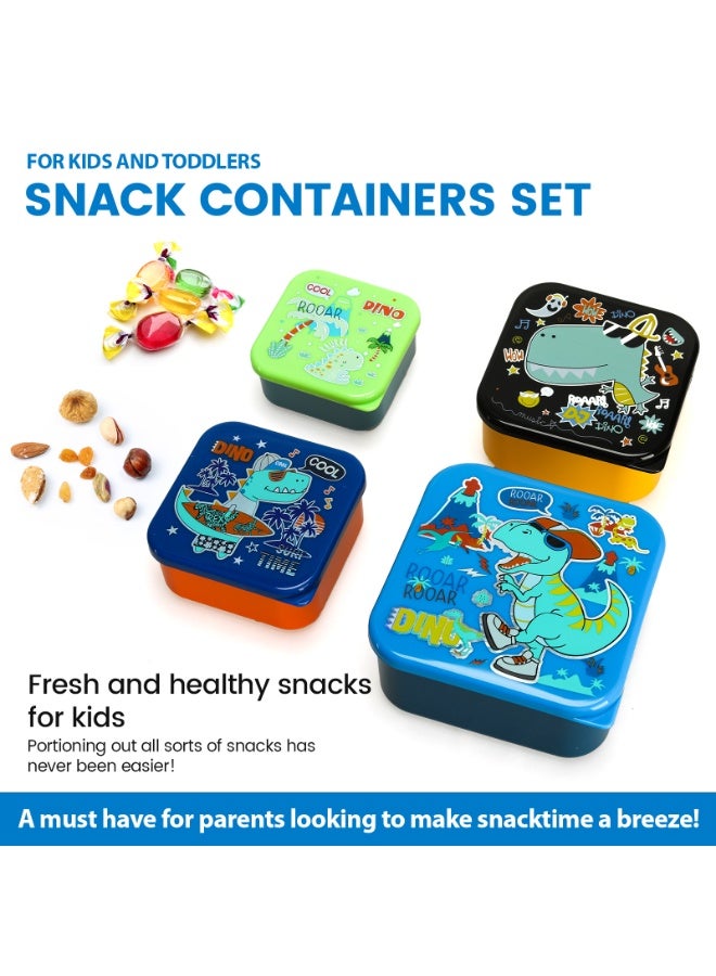 لاكي كيدز Lucky Kids 4 Pack Snack Containers with Leakproof Lids Stackable Mini Bento Boxes Easy Open Food Storage for Kids, Toddlers & Baby Food - Image 2