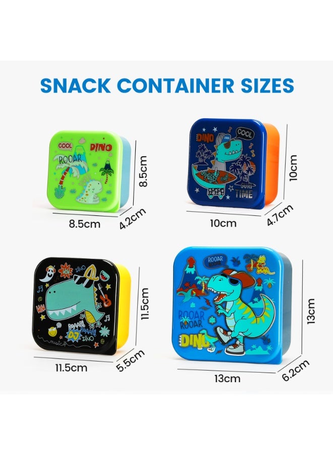 لاكي كيدز Lucky Kids 4 Pack Snack Containers with Leakproof Lids Stackable Mini Bento Boxes Easy Open Food Storage for Kids, Toddlers & Baby Food - Image 4