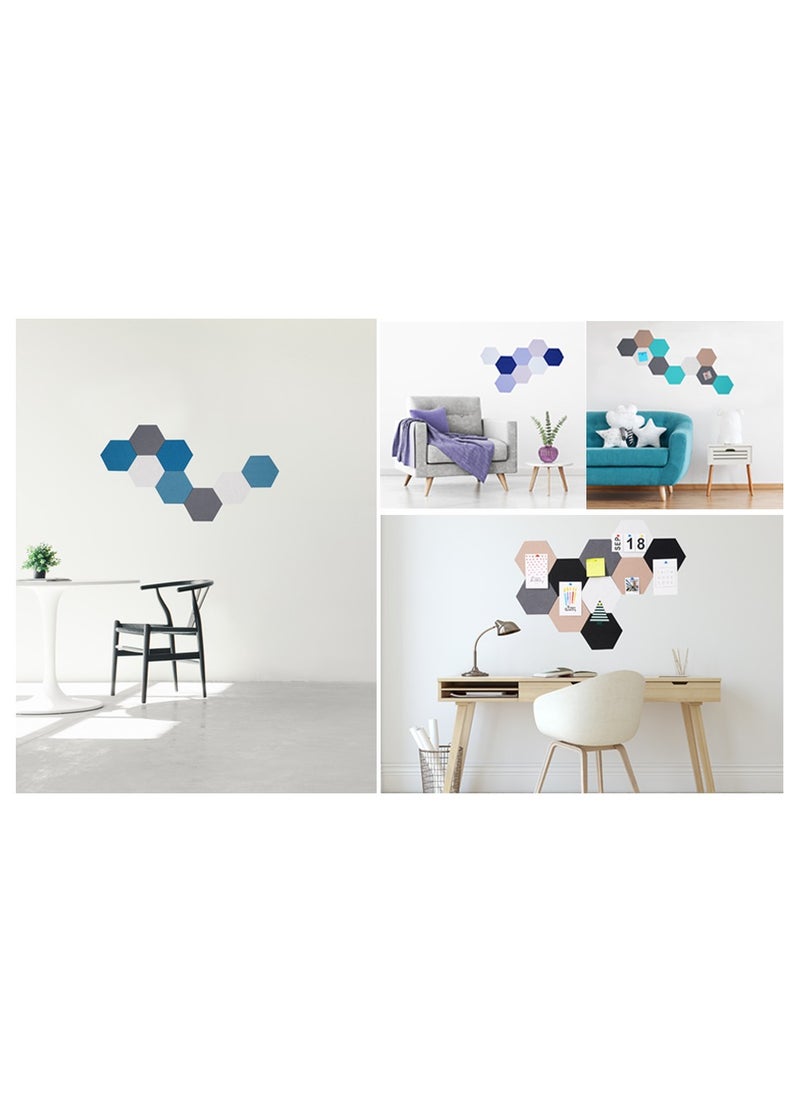 KASTWAVE Self-Adhesive Bulletin Boards, 8Pcs/5.9 in Hexagon Self Adhesive Felt Board Tiles, with Push Pins Hexagon Bulletin Board for Walls, Felt Cork Pin Board for Pictures Photos Memos (Color B)  - Image 5