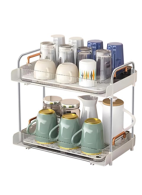 2-Tier Mugs Drying Rack, Coffee Mug Holder Glass Cup Rack, Water Cup Drying Rack, Cup Storage Shelf, Cups and Mugs Storage Organizer, for Countertop Bathroom Organizer Countertop