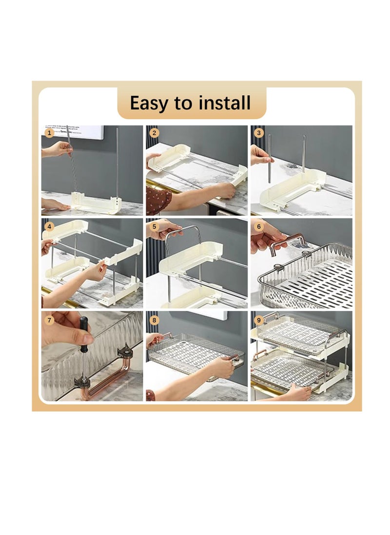 SYOSI - 2-Tier Mugs Drying Rack, Coffee Mug Holder Glass Cup Rack, Water Cup Drying Rack, Cup Storage Shelf, Cups and Mugs Storage Organizer, for Countertop Bathroom Organizer Countertop - Image 1