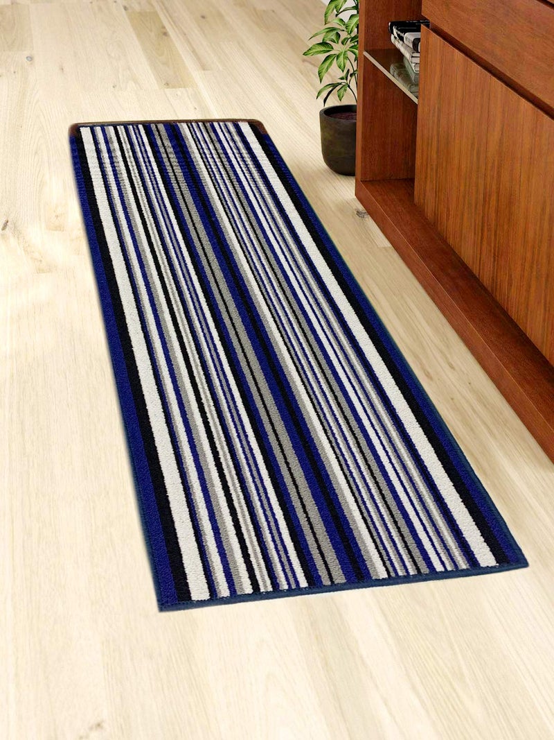 Status Contract Status Stripes Persian Bedside Runner Carpet Rug Anti Skid Backing for Home/Kitchen/Living Area/Office Entrance (Blue) - Image 3