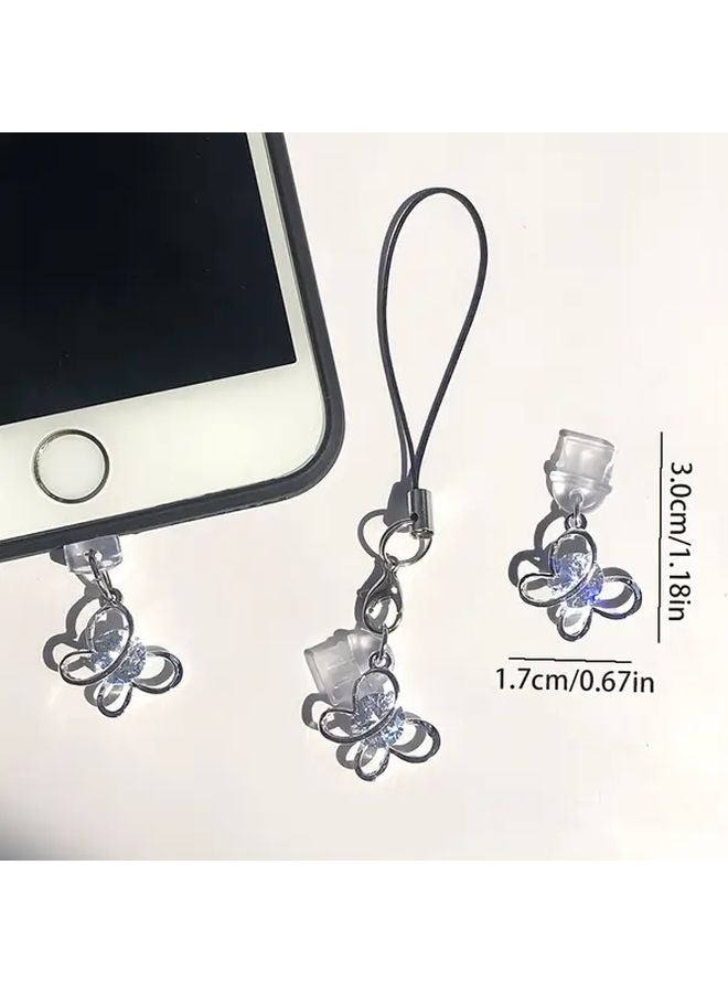 سدادة غبار للهاتف على شكل فراشة مع سير لآيفون من 6 إلى 14 برو ماكس - هدية عملية للمناسبات - Image 3