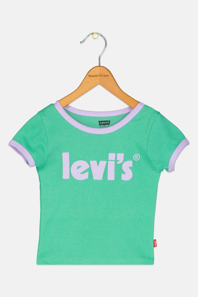 Levi's Toddlers Girl Brand Logo Short Sleeve T-Shirt, Green - Image 1