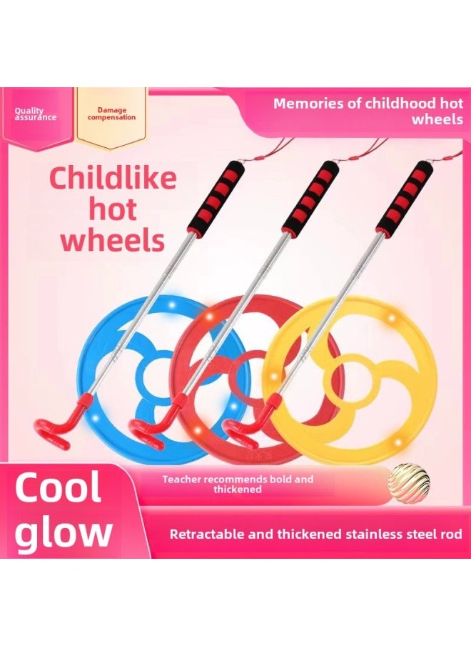 Children's Rolling Iron Ring Rolling Iron Ring Nostalgia Adult Primary School Students Fun Bold Push Ring Gan Tong Kindergarten Push Ring-Specifications:Telescopic Rod  - Image 2