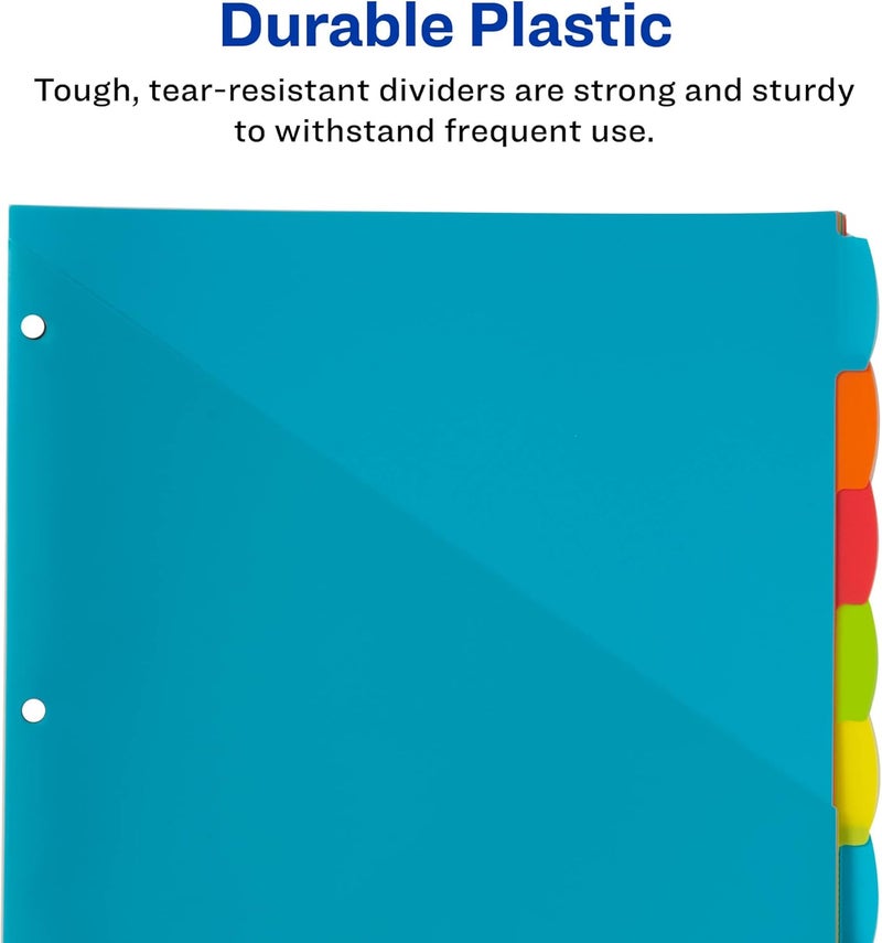 AVERY Write & Erase Durable Plastic Dividers with Pockets, 8-Tab Set, Brights (16103) - Image 5