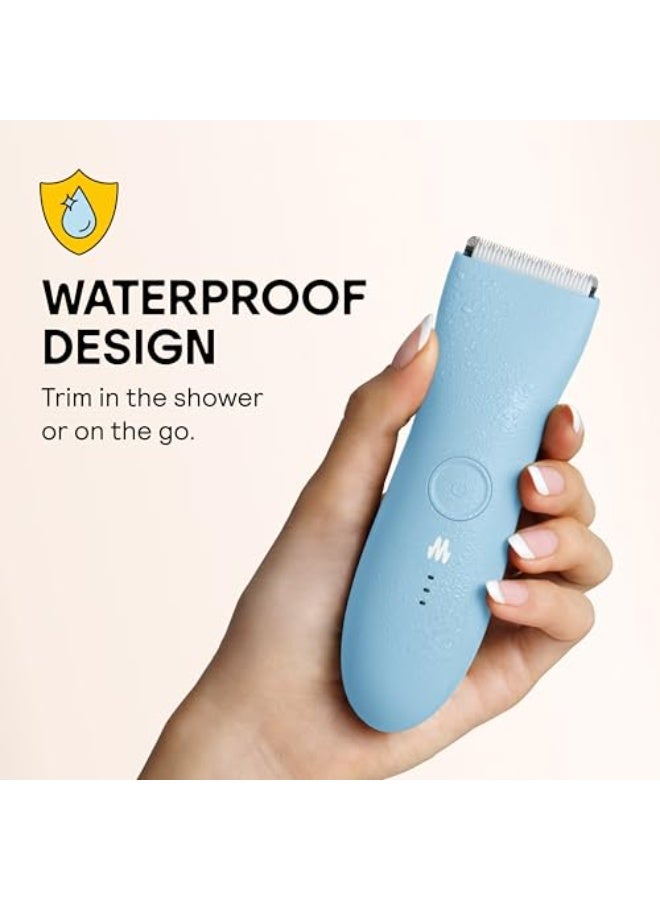 MERIDIAN The Trimmer Original | Body Hair Trimmer for Men & Women | Sky | Rechargeable and Waterproof Shaver for Pubic Area, Chest, Back, Underarms and Bikini Line, with 2 Guide Combs Included - Image 4