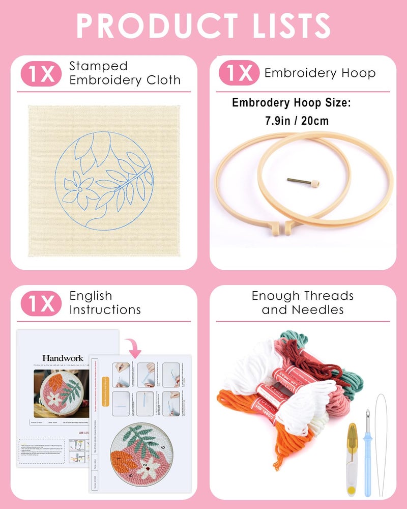 TINDTOP Punch Needle Kits, Punch Embroidery Kits for Adults Beginner, Tool with Punch Needle Fabric, Hoops, Yarns and Sewing Needles - Image 2
