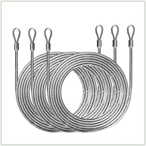 ColourTree ColourTree 36 Feet (12ft x 3) Wire Cable Ropes Hardware Kits for Triangle Sun Shade Sail Canopy, PVC Coated Stainless  - Image 2