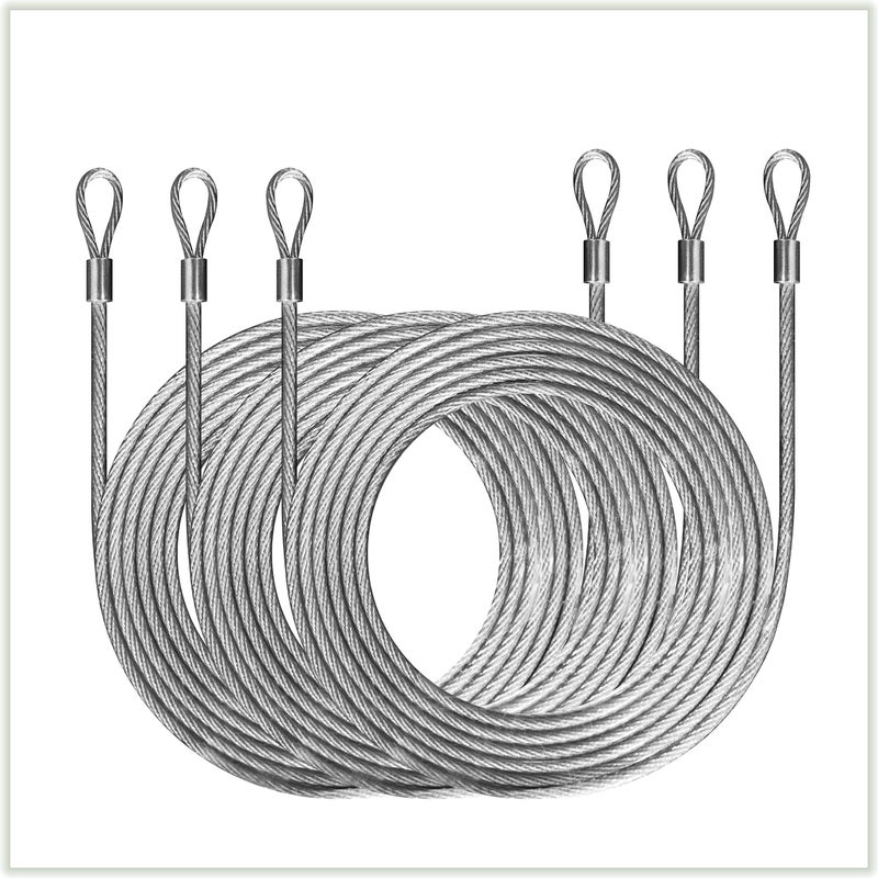 ColourTree ColourTree 36 Feet (12ft x 3) Wire Cable Ropes Hardware Kits for Triangle Sun Shade Sail Canopy, PVC Coated Stainless  - Image 1