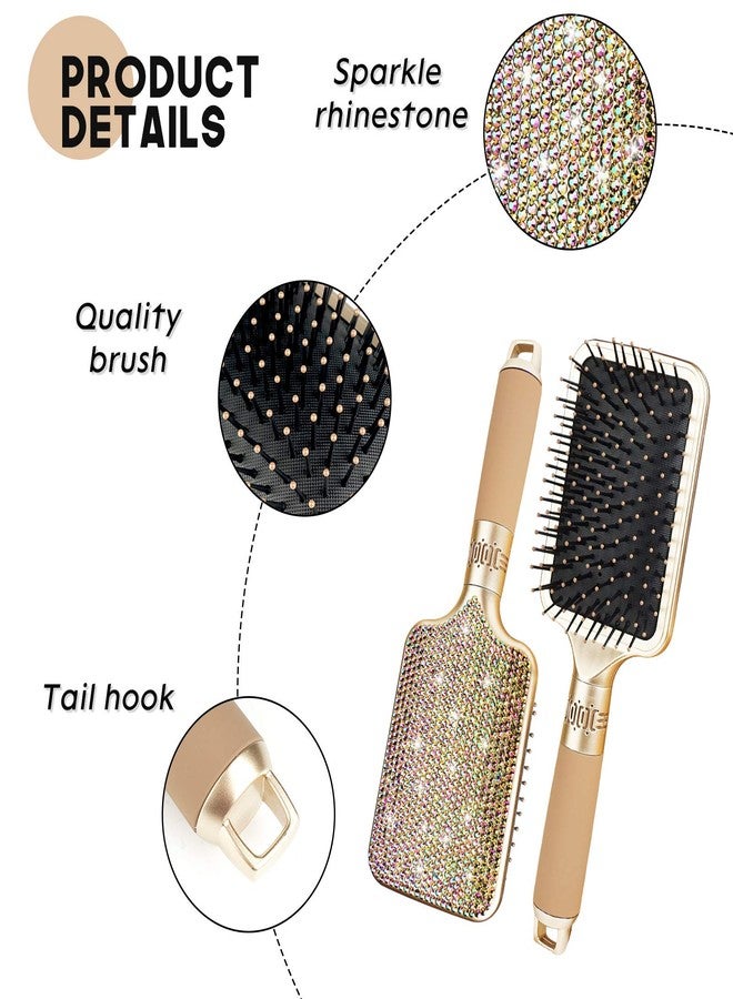 KEYPOWER Hair Detangler Brush for Tangles, Knots, Fly Aways - Exceptional Wig Brush for Hair Wraps & Weave Management - Handmade Luxury Bling Crystal Paddle With Rhinestones (Rose Gold) - Image 2