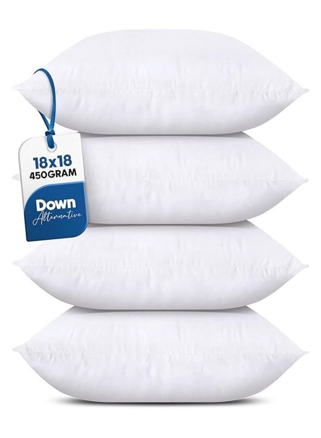 Bedding Throw Pillows Insert (Pack of 4, White) - 18 x 18 Inches Bed and Couch Pillows - Indoor Decorative Pillows - Image 2