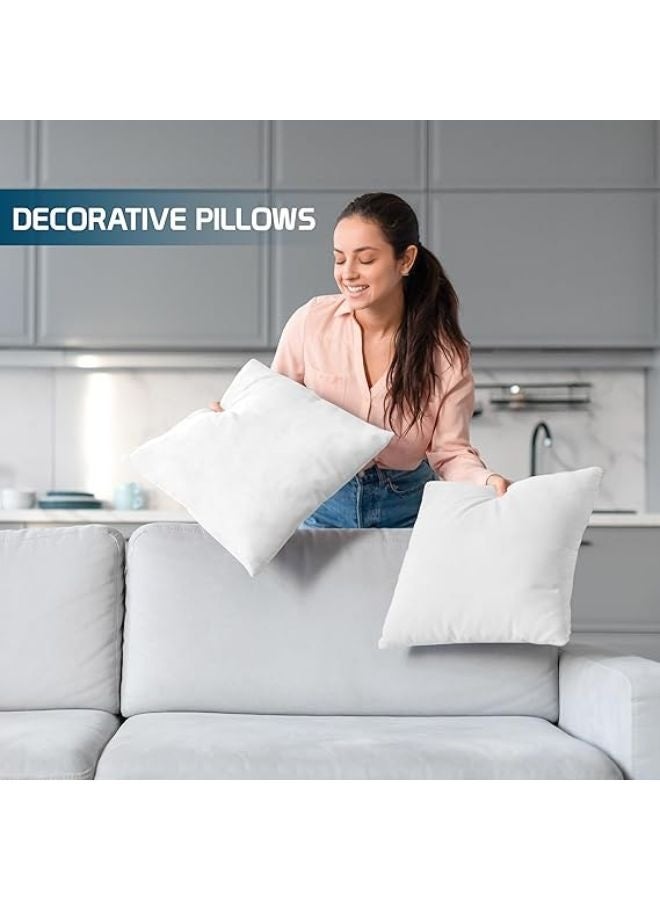 Bedding Throw Pillows Insert (Pack of 4, White) - 18 x 18 Inches Bed and Couch Pillows - Indoor Decorative Pillows - Image 3