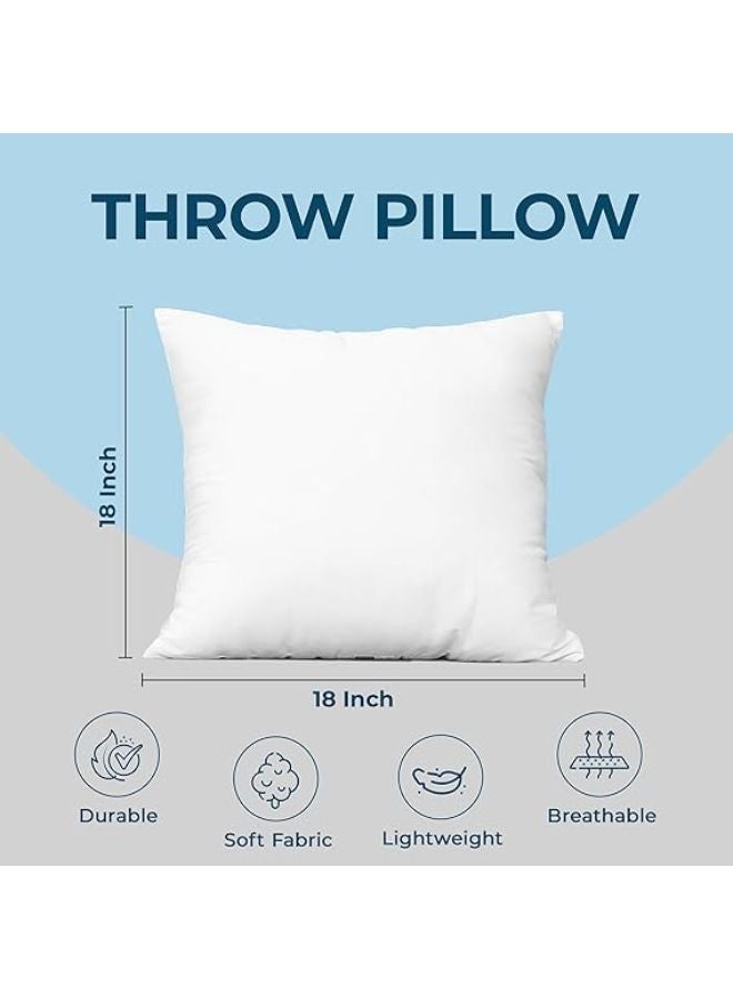 Bedding Throw Pillows Insert (Pack of 4, White) - 18 x 18 Inches Bed and Couch Pillows - Indoor Decorative Pillows - Image 4