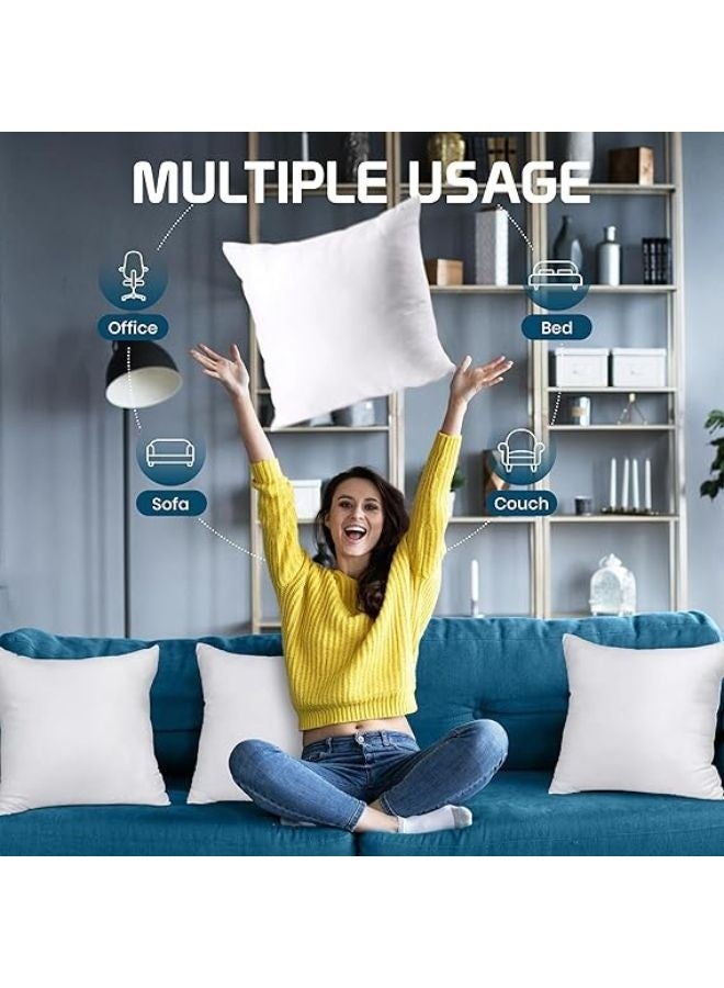 Bedding Throw Pillows Insert (Pack of 4, White) - 18 x 18 Inches Bed and Couch Pillows - Indoor Decorative Pillows - Image 5