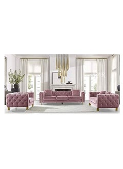 R2R FURNITURE Washington Designer Sofa Set Upholstered Tufted Design (3+2+1) - Multiple Seaters - 3 Pieces 