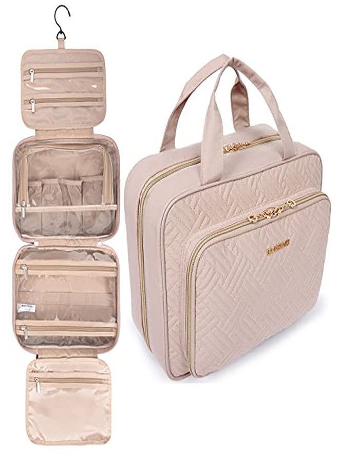 BAGSMART - Toiletry Bag Hanging Travel Makeup Organizer With Tsa Approved Transparent Cosmetic Bag Makeup Bag For Full Sized Toiletries, Large-Pink - Image 1