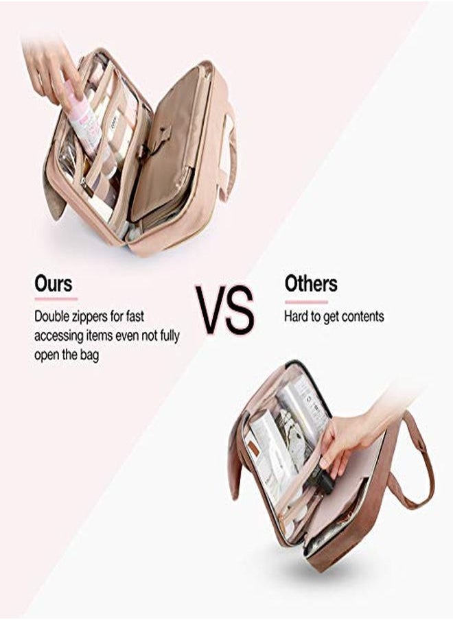 BAGSMART - Toiletry Bag Hanging Travel Makeup Organizer With Tsa Approved Transparent Cosmetic Bag Makeup Bag For Full Sized Toiletries, Large-Pink - Image 1