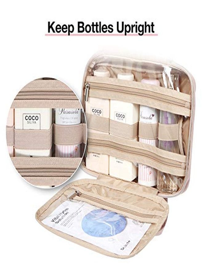 BAGSMART - Toiletry Bag Hanging Travel Makeup Organizer With Tsa Approved Transparent Cosmetic Bag Makeup Bag For Full Sized Toiletries, Large-Pink - Image 1