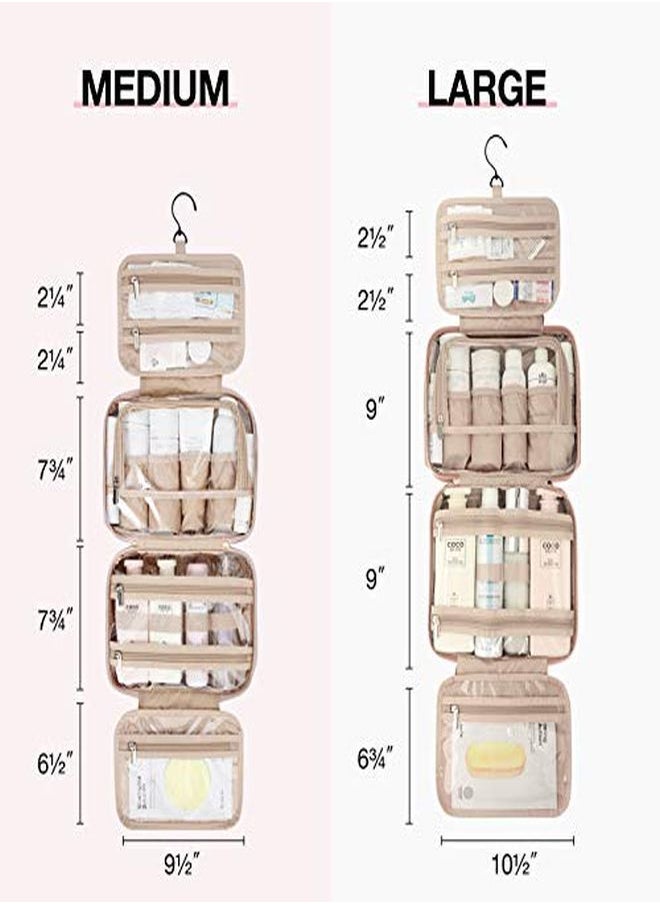 BAGSMART - Toiletry Bag Hanging Travel Makeup Organizer With Tsa Approved Transparent Cosmetic Bag Makeup Bag For Full Sized Toiletries, Large-Pink - Image 1