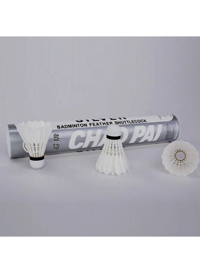 Chaopai Silver Duck Feather Badminton Shuttlecock PU Cork Head High Quality Most Durable Flight for Indoor and Outdoor use 12 Pcs per Tube Speed 77 - Image 5