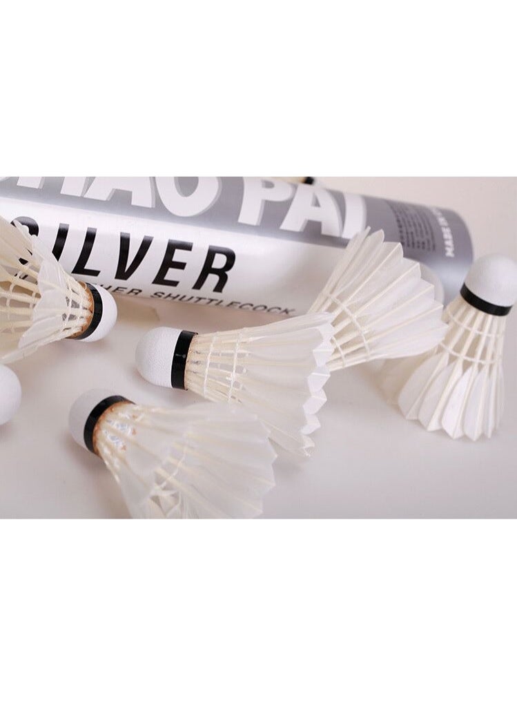 Chaopai Silver Duck Feather Badminton Shuttlecock PU Cork Head High Quality Most Durable Flight for Indoor and Outdoor use 12 Pcs per Tube Speed 77 - Image 2