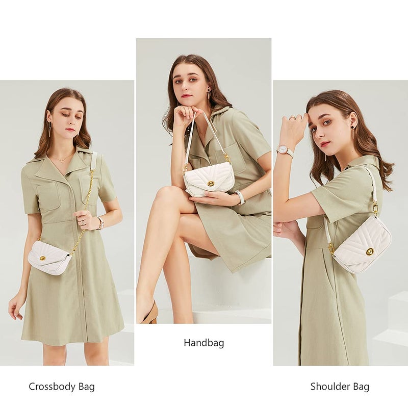 JEEHAN Small White Purse Y2k Cross body Purses Quilted Crossbody Bags for women Shoulder bag for Women 2pcs Purse Set - Image 2