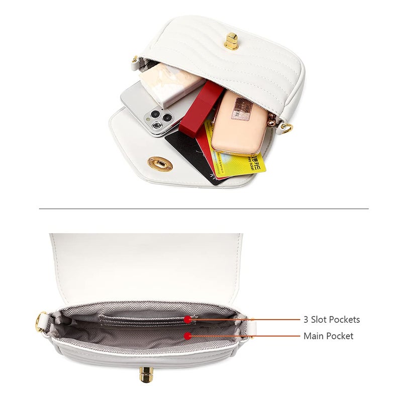 JEEHAN Small White Purse Y2k Cross body Purses Quilted Crossbody Bags for women Shoulder bag for Women 2pcs Purse Set - Image 4