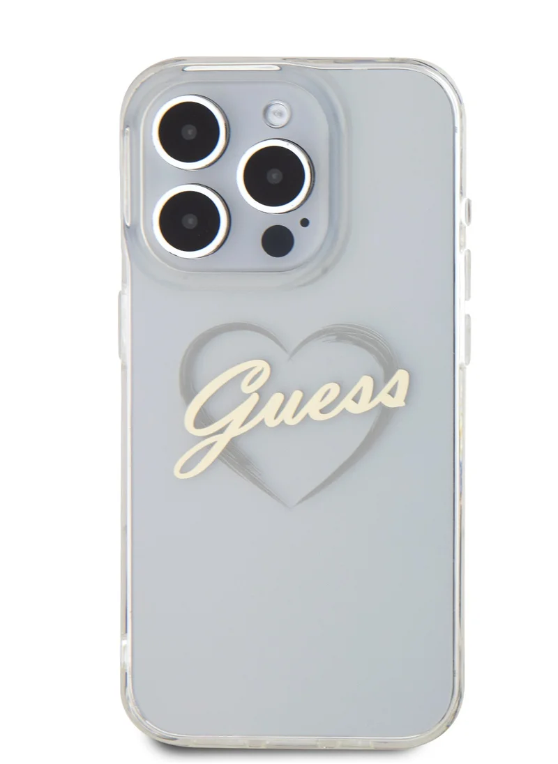 GUESS IML Heart Logo with Beads Wrist Strap for iPhone 16 Pro Max / Drop protection / Slim Profile / Comfortable Grip-Transparent