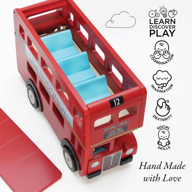 Le Toy Van - Cars & Construction - London Double Decker Bus Toy - London Toy Bus - Wooden Toy Bus - Role Play Toys - Suitable for Girls and Boys Toys Age 3 + - Image 3