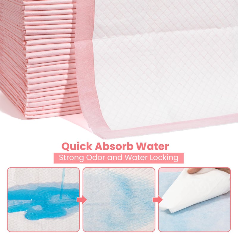 Red Rabbits Pet Toilet Training Pads 100Count Disposable Puppy Pee Pads 18" x 13" for Dogs, Ultra Absorbent|Quick Dry|Leak-Proof Pet Potty Pads for Dog, Cat, Rabbits and Guinea Pigs (Pink) - Image 4