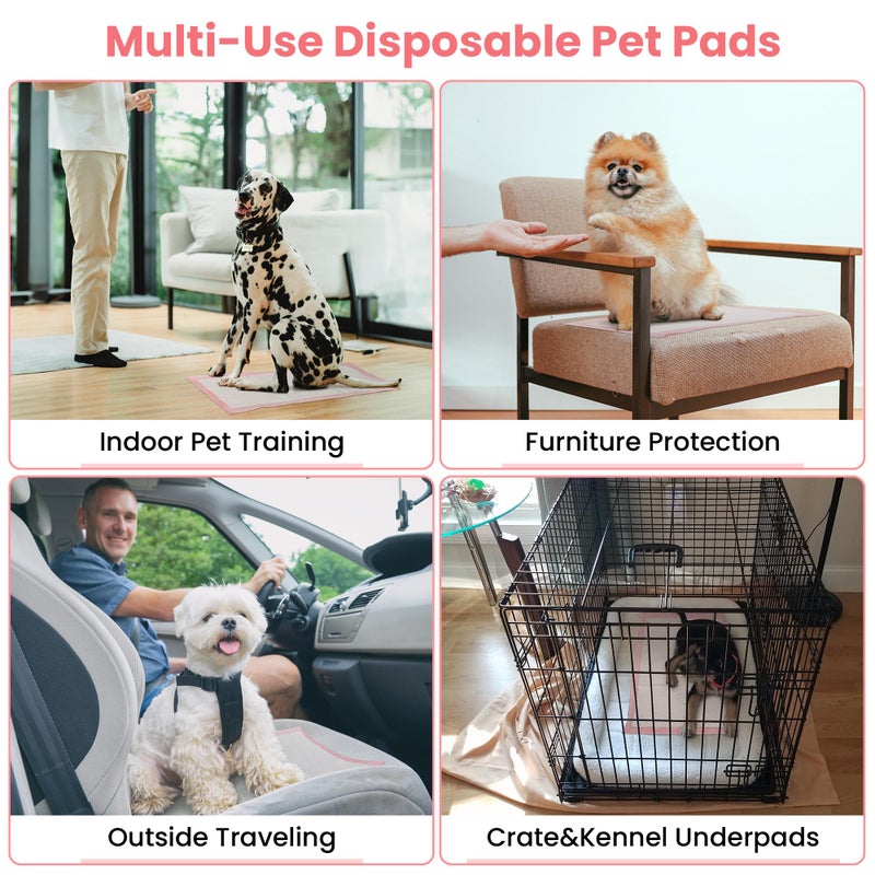 Red Rabbits Pet Toilet Training Pads 100Count Disposable Puppy Pee Pads 18" x 13" for Dogs, Ultra Absorbent|Quick Dry|Leak-Proof Pet Potty Pads for Dog, Cat, Rabbits and Guinea Pigs (Pink) - Image 3