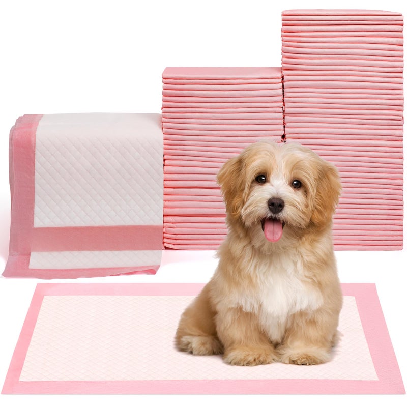 Red Rabbits Pet Toilet Training Pads 100Count Disposable Puppy Pee Pads 18" x 13" for Dogs, Ultra Absorbent|Quick Dry|Leak-Proof Pet Potty Pads for Dog, Cat, Rabbits and Guinea Pigs (Pink) - Image 1