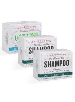 J·R·LIGGETT'S JRLIGGETS Jojoba  Peppermint Formula Conditioner Bar  Two Shampoo Bars AllNatural for Hair Clean Soft TangleFree 875 Ounce Hair Care 35 ounces each 