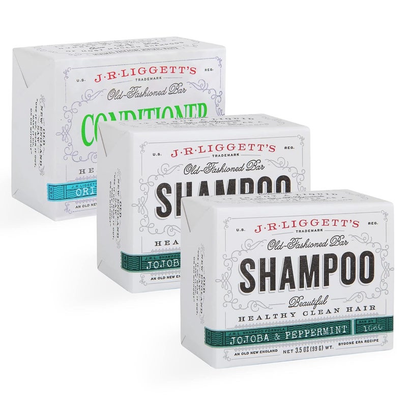 JRLIGGETS Jojoba  Peppermint Formula Conditioner Bar  Two Shampoo Bars AllNatural for Hair Clean Soft TangleFree 875 Ounce Hair Care 35 ounces each