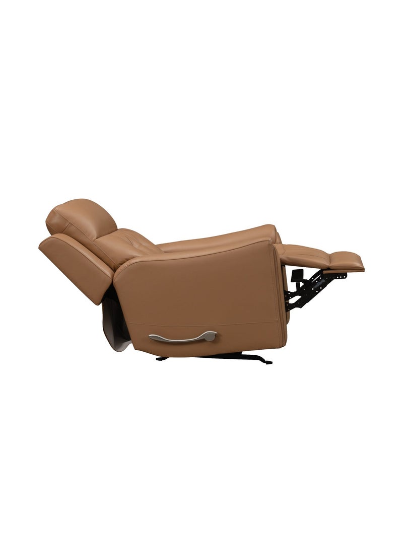KING KOIL Hester Manual Rocker Recliner, Leather Caramel - Image 5