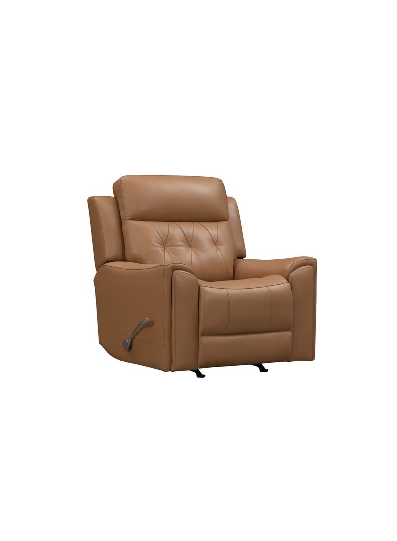 KING KOIL Hester Manual Rocker Recliner, Leather Caramel - Image 3
