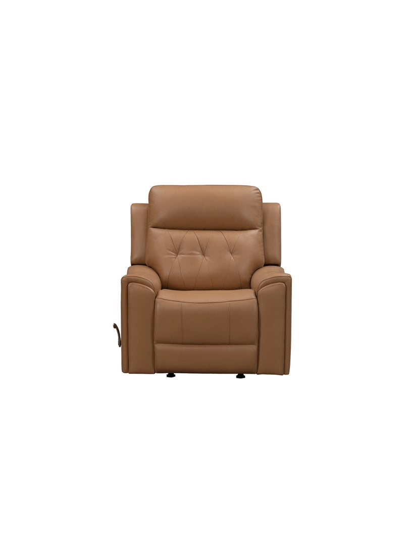 KING KOIL Hester Manual Rocker Recliner, Leather Caramel - Image 2