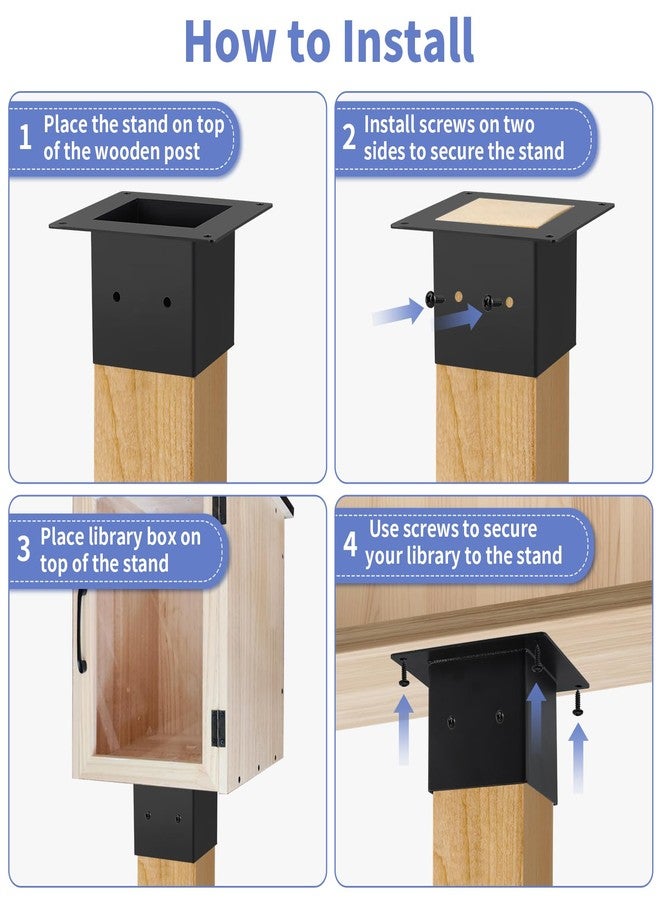 MOLIGOU Little Library Mount Base for 4"x4" Wood Post, Book Exchange Box Mounting Stand - Image 4