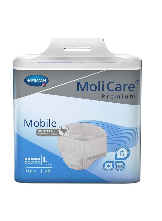 Hartmann حفاضات موليكير بريميوم للبالغين بسحاب 100 × 150 سم كبير، عبوة من 14