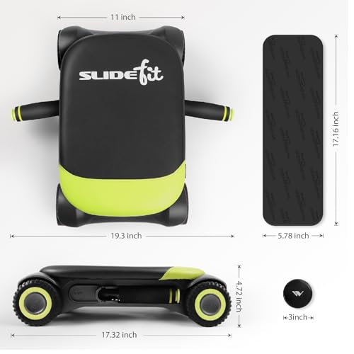 WONDER CORE Slide Fit: Ab Roller Wheel with Elbow Support, Automatic Rebound Ab Abdominal Exercise Roller Wheel, Abs Workout Equipment, Fitness Rolling Board with Knee Pad for Home Gym (Green) - Image 3