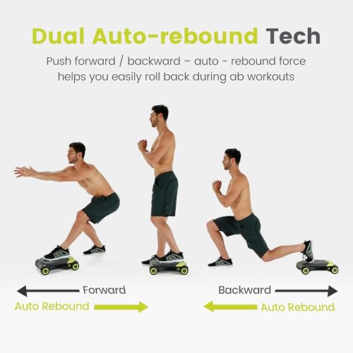 WONDER CORE Slide Fit: Ab Roller Wheel with Elbow Support, Automatic Rebound Ab Abdominal Exercise Roller Wheel, Abs Workout Equipment, Fitness Rolling Board with Knee Pad for Home Gym (Green) - Image 2