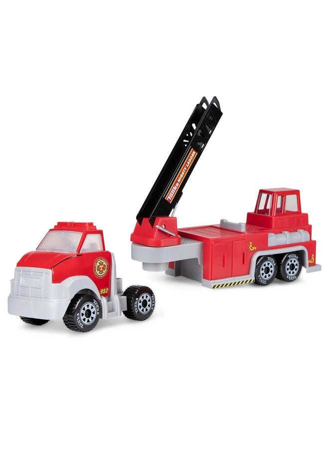 TONKA شاحنة إطفاء هوك ون لادر من تونكا ستيل كلاسيكس - مصنوعة من الصلب والبلاستيك المتين، شاحنة بناء حمراء، للأولاد والبنات، للأطفال، toddlers، أعمار 3 سنوات فما فوق - Image 3