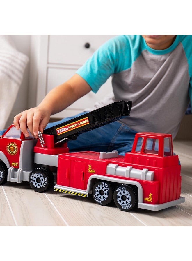 TONKA شاحنة إطفاء هوك ون لادر من تونكا ستيل كلاسيكس - مصنوعة من الصلب والبلاستيك المتين، شاحنة بناء حمراء، للأولاد والبنات، للأطفال، toddlers، أعمار 3 سنوات فما فوق - Image 4