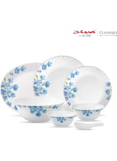 La Opala Laopala Opalware Diva Aster Blue Dinner Set - Pack of 33 Piece  - Image 4